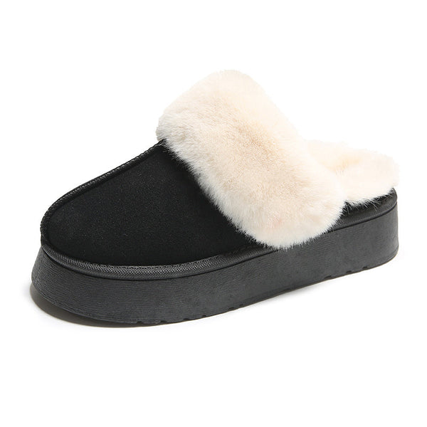 Veda plataforma gola de pele forrada slip on mule
