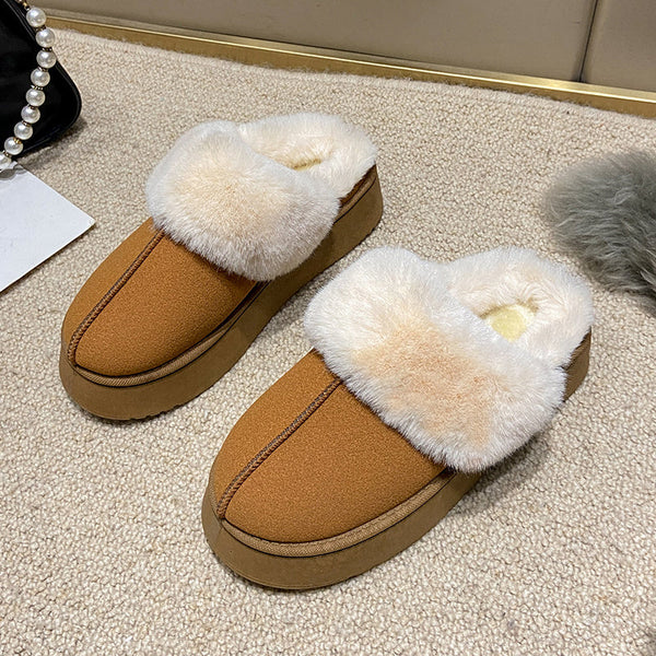 Veda plataforma gola de pele forrada slip on mule