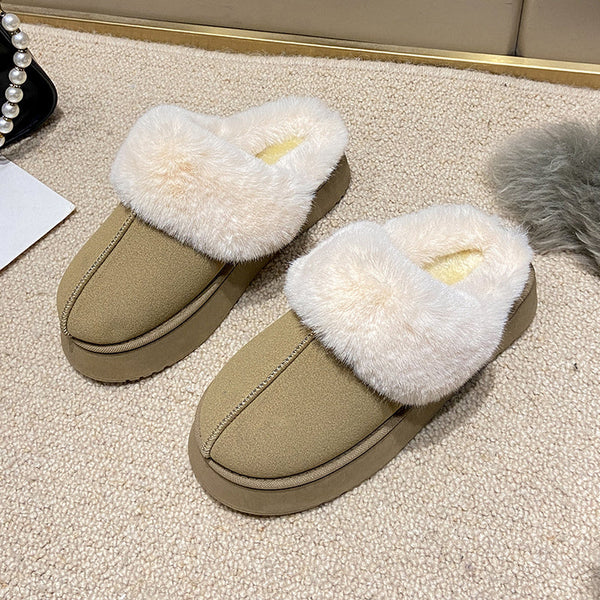 Veda plataforma gola de pele forrada slip on mule