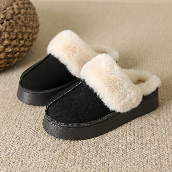 Veda plataforma gola de pele forrada slip on mule