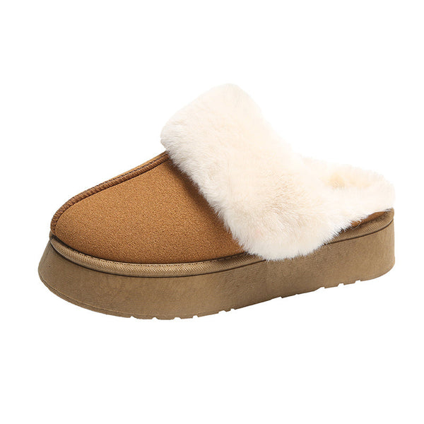 Veda plataforma gola de pele forrada slip on mule