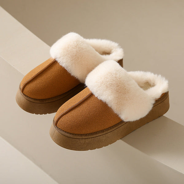 Veda plataforma gola de pele forrada slip on mule