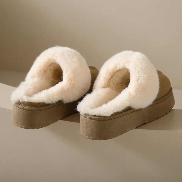 Veda plataforma gola de pele forrada slip on mule