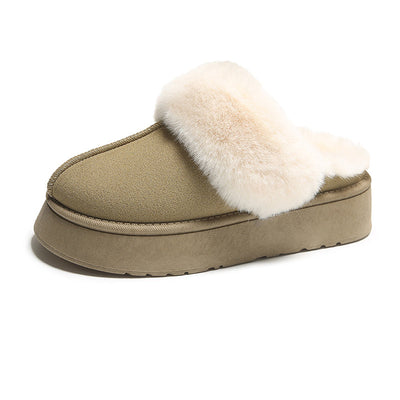 Veda Platform Fur Collar Lined Slip On Mule